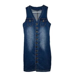 Sleeveless Denim Button-Down Dress